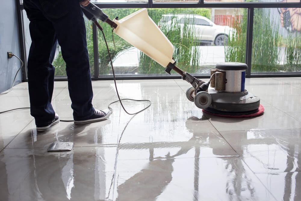 Polished marble floor living space